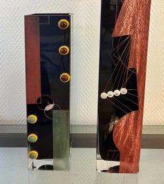 Á Riecke. Set of 2 signed glass vases. Circa 1939