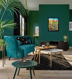 Colorist Still Life Oil Painting on Board, Post-Cubist, by A. Rigollot, 1961