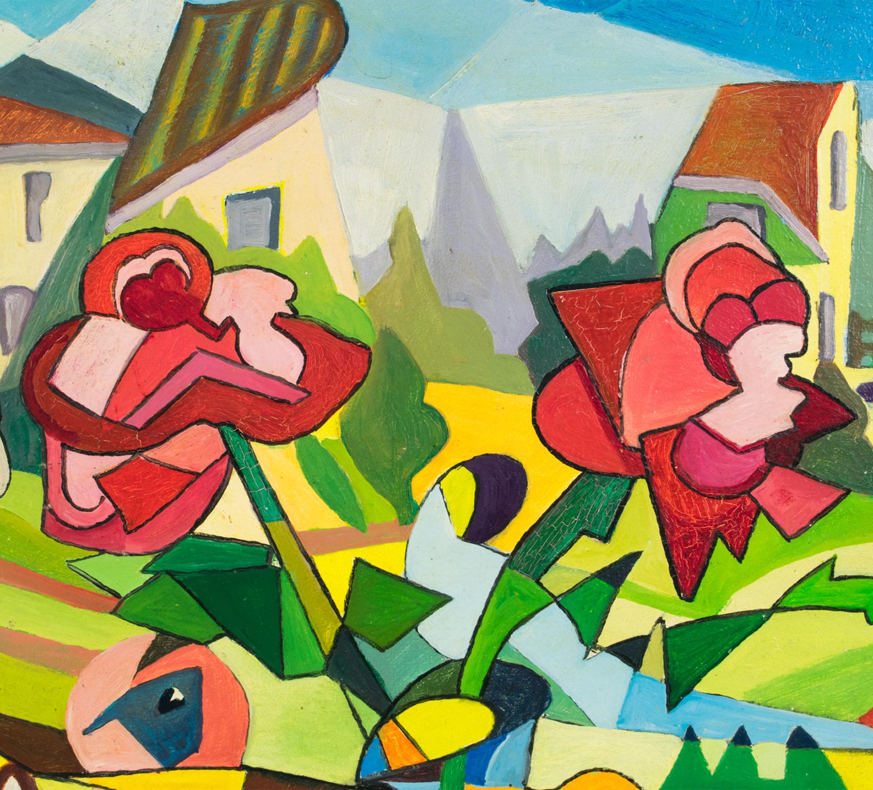 Nature morte coloriste post-cubiste, peinture à l'huile de A. Rigollot en vente 9