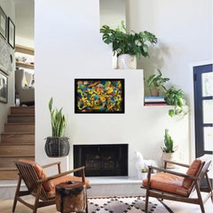 "Idole" Multicolor Post-Cubist Oil Painting by A. Rigollot