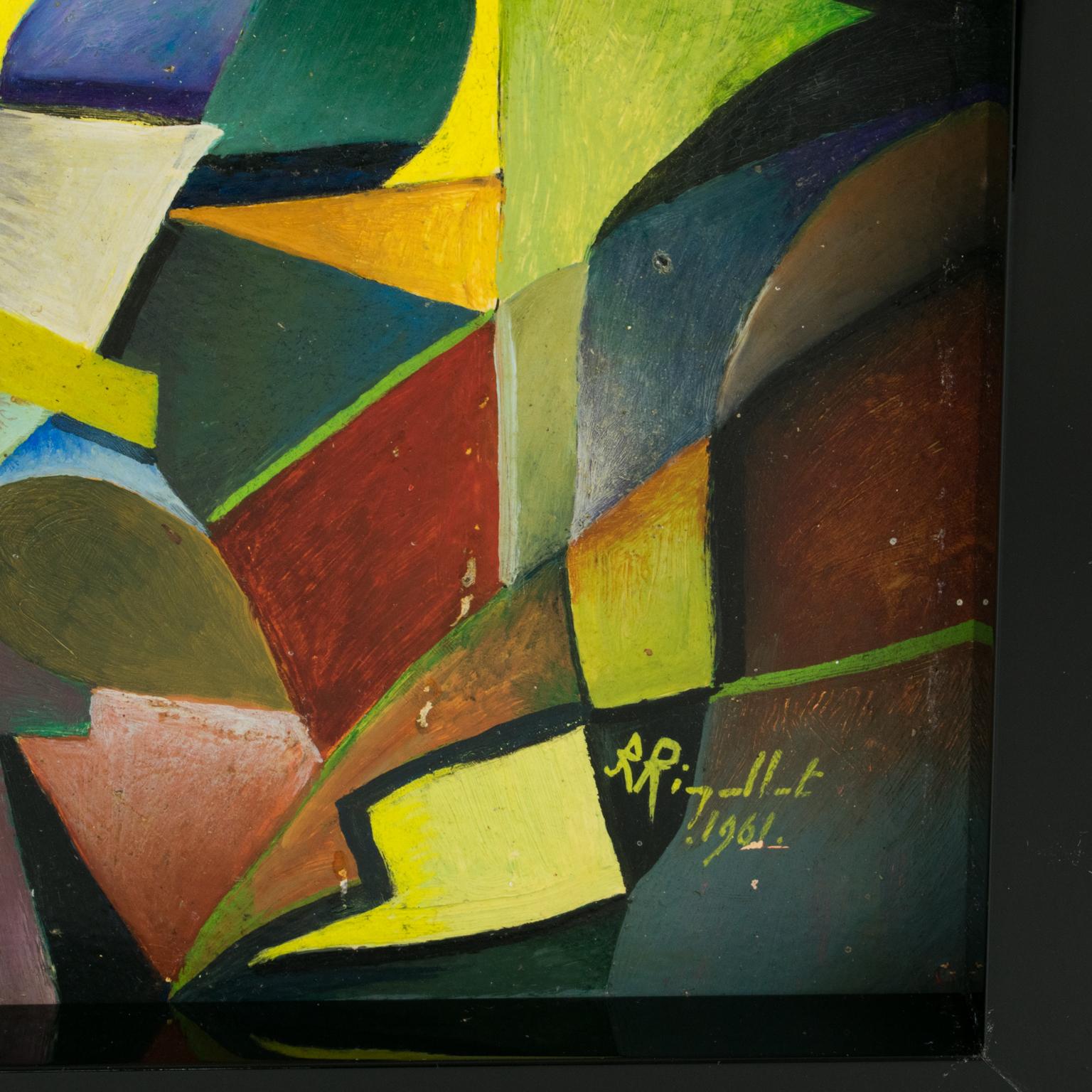 Peinture à l'huile post-cubiste multicolore « Idole » de A. Rigollot en vente 4