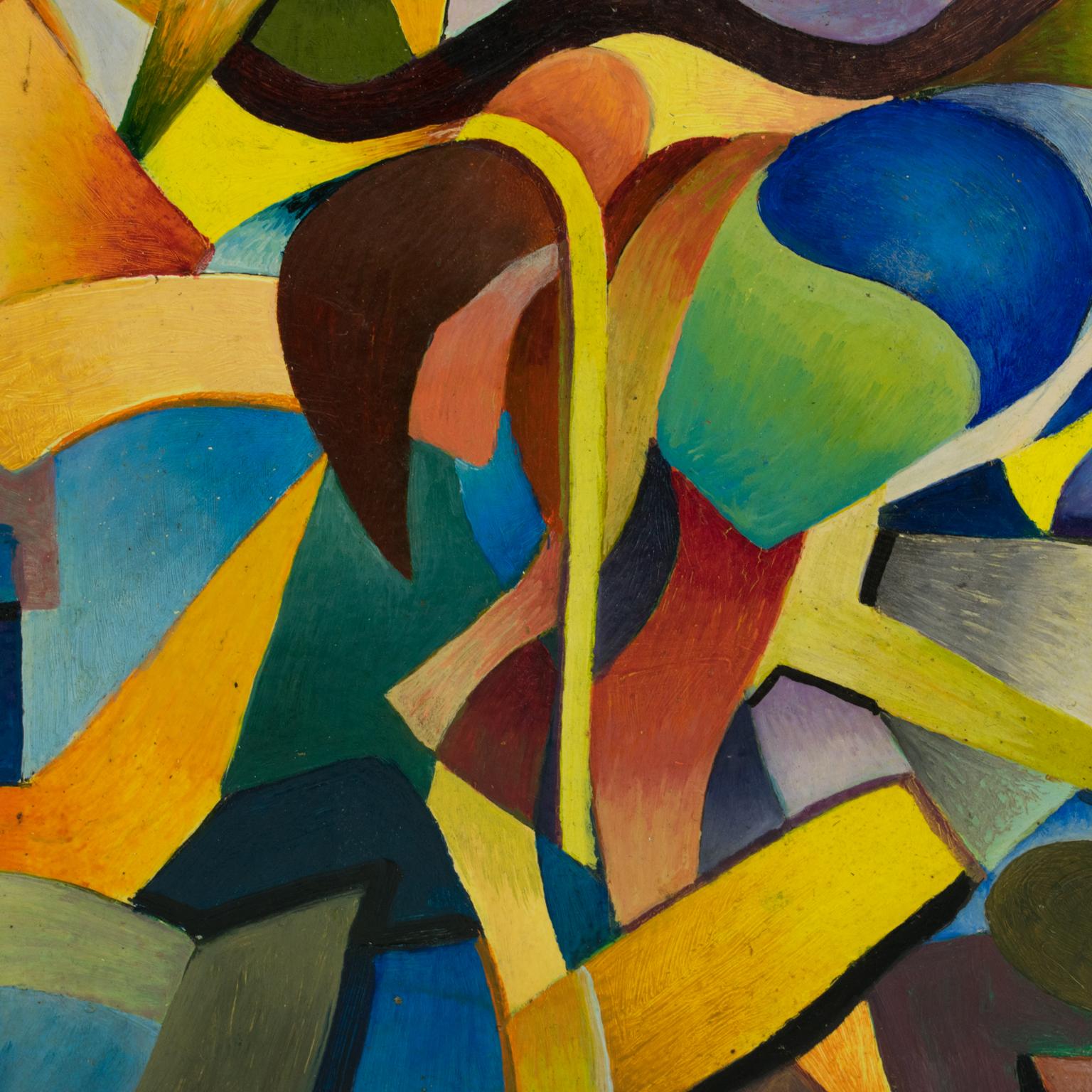 Peinture à l'huile post-cubiste multicolore « Idole » de A. Rigollot en vente 6