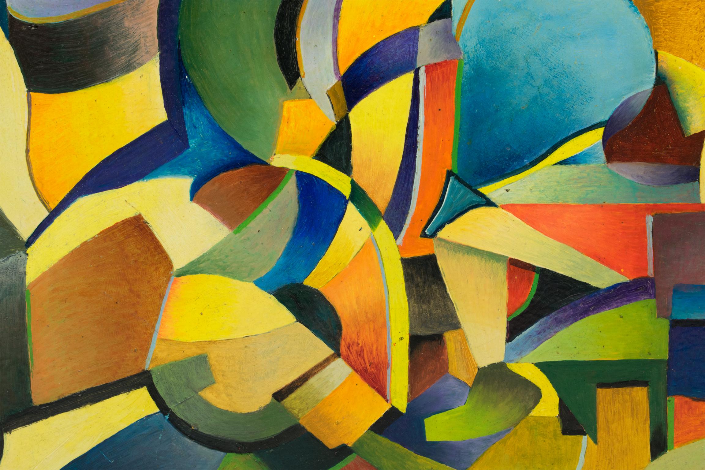 Peinture à l'huile post-cubiste multicolore « Idole » de A. Rigollot en vente 7