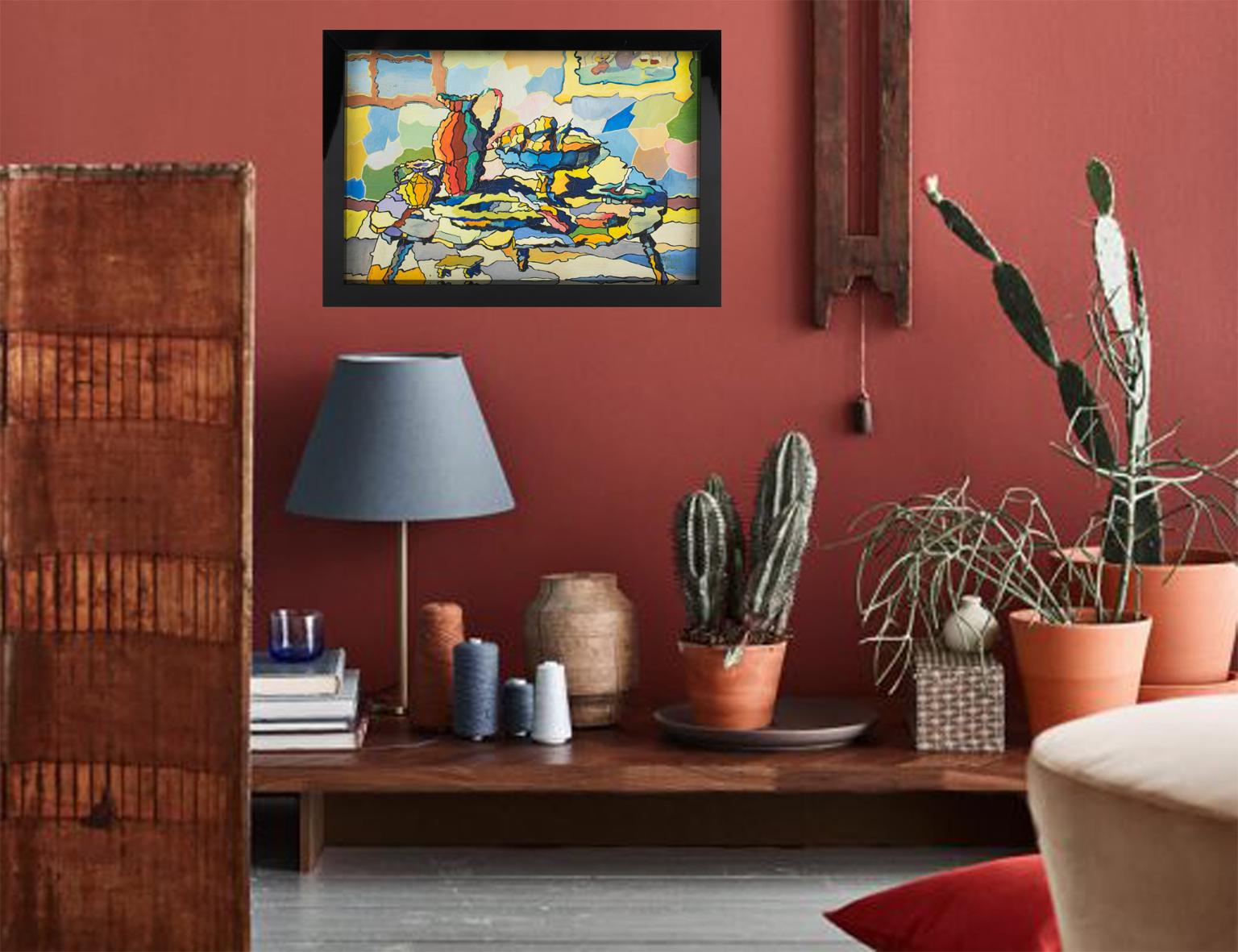Kaleidoscope Abstract Still Life Post-Cubist Oil Painting by A. Rigollot For Sale 1