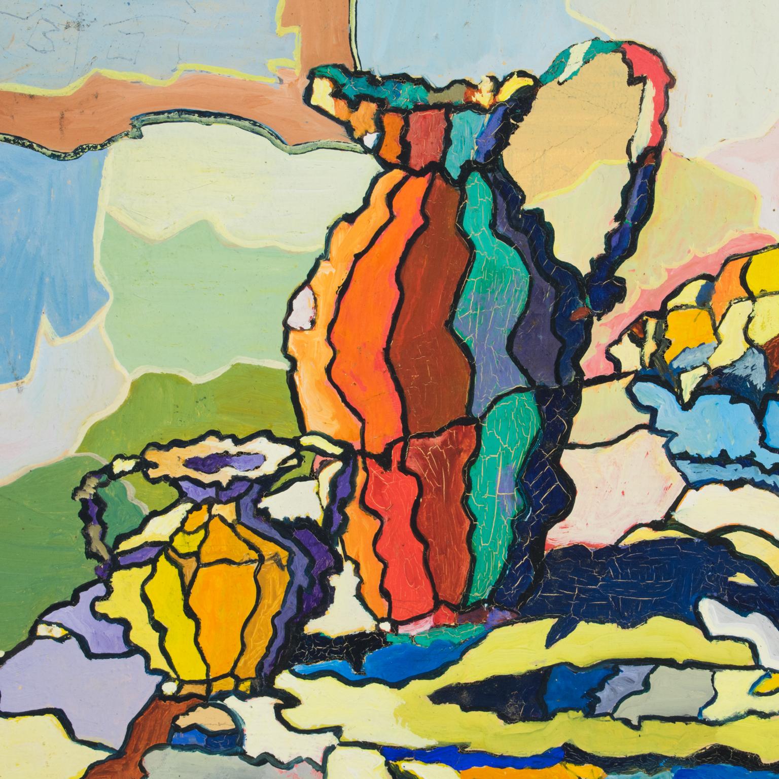 Peinture à l'huile post-cubiste Kaleidoscope - Nature morte abstraite de A. Rigollot en vente 7