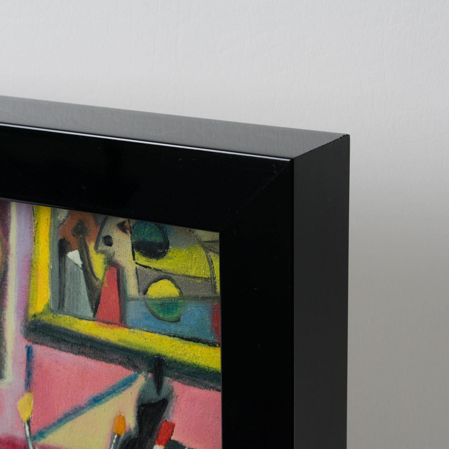 Lo Studio del Pittore, colorata pittura ad olio post-cubista di A. Rigollot in vendita 11
