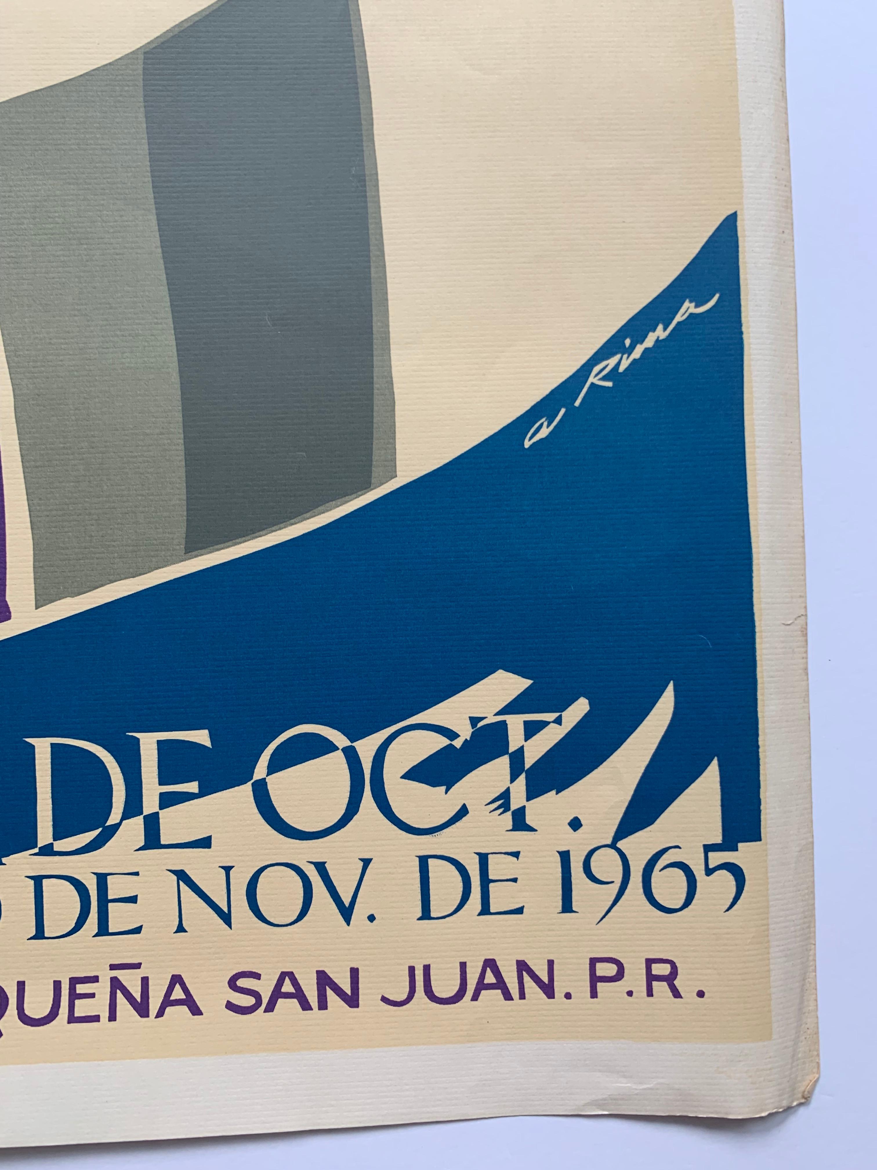 Affiche d'exposition portugaise du milieu du siècle dernier d'un exposition de San Juan - Gris Abstract Print par A. Rima