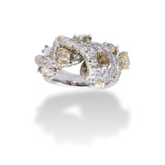 Ring from d'Avossa Ribbon Collection with White and Fancy Natural Diamonds