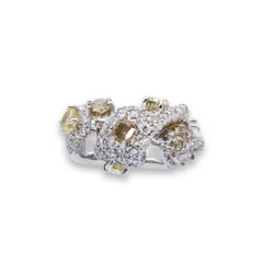 Ring from d'Avossa Ribbon Collection with White and Fancy Natural Diamonds