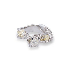 Ring from d'Avossa Ribbon Collection with White and Fancy Natural Diamonds