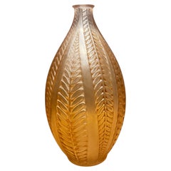 A R.Lalique Acacia Art Deco Glass Vase