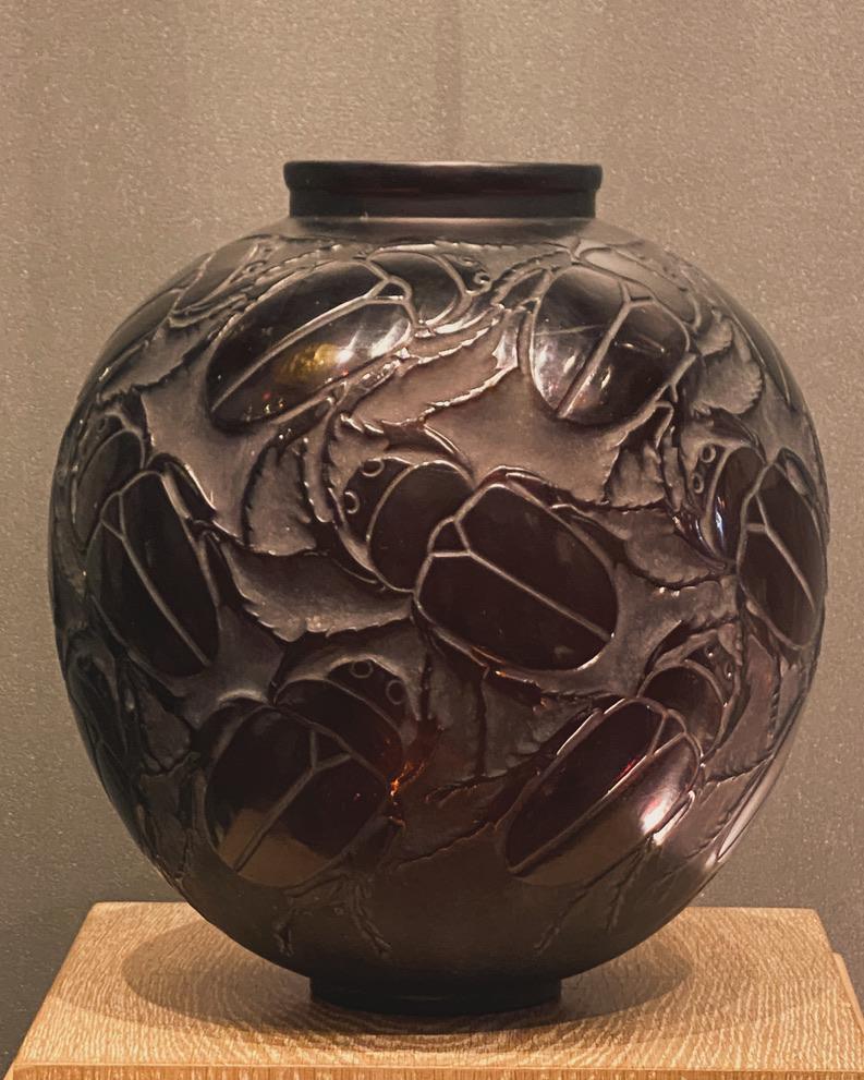 Art Deco A R.Lalique Amber Glass Scarabs Vase