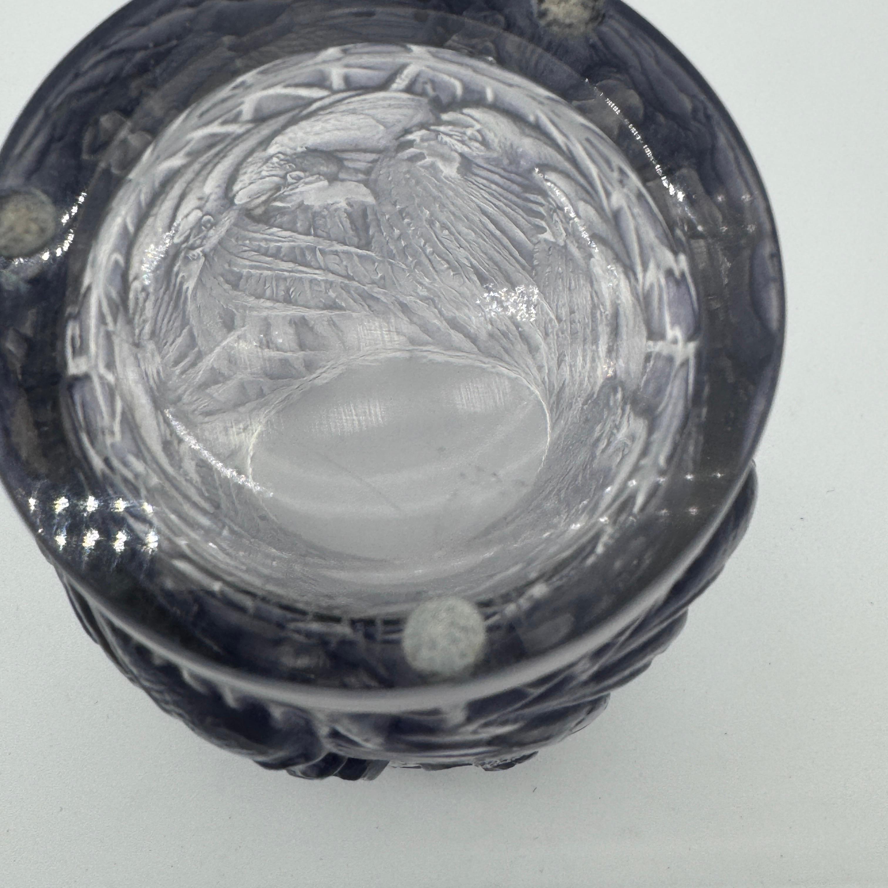 A R.Lalique Art Déco Coqs and Plumes Glass Vase For Sale 10