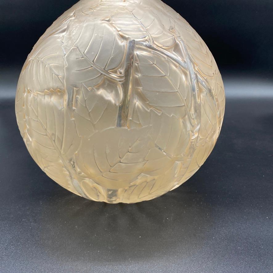 Early 20th Century A R.Lalique Art Deco  Milan vase with brown  patinated  white glass For Sale