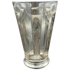 Antique A R.Lalique Art Nouveau Glass vase 6 Figures.
