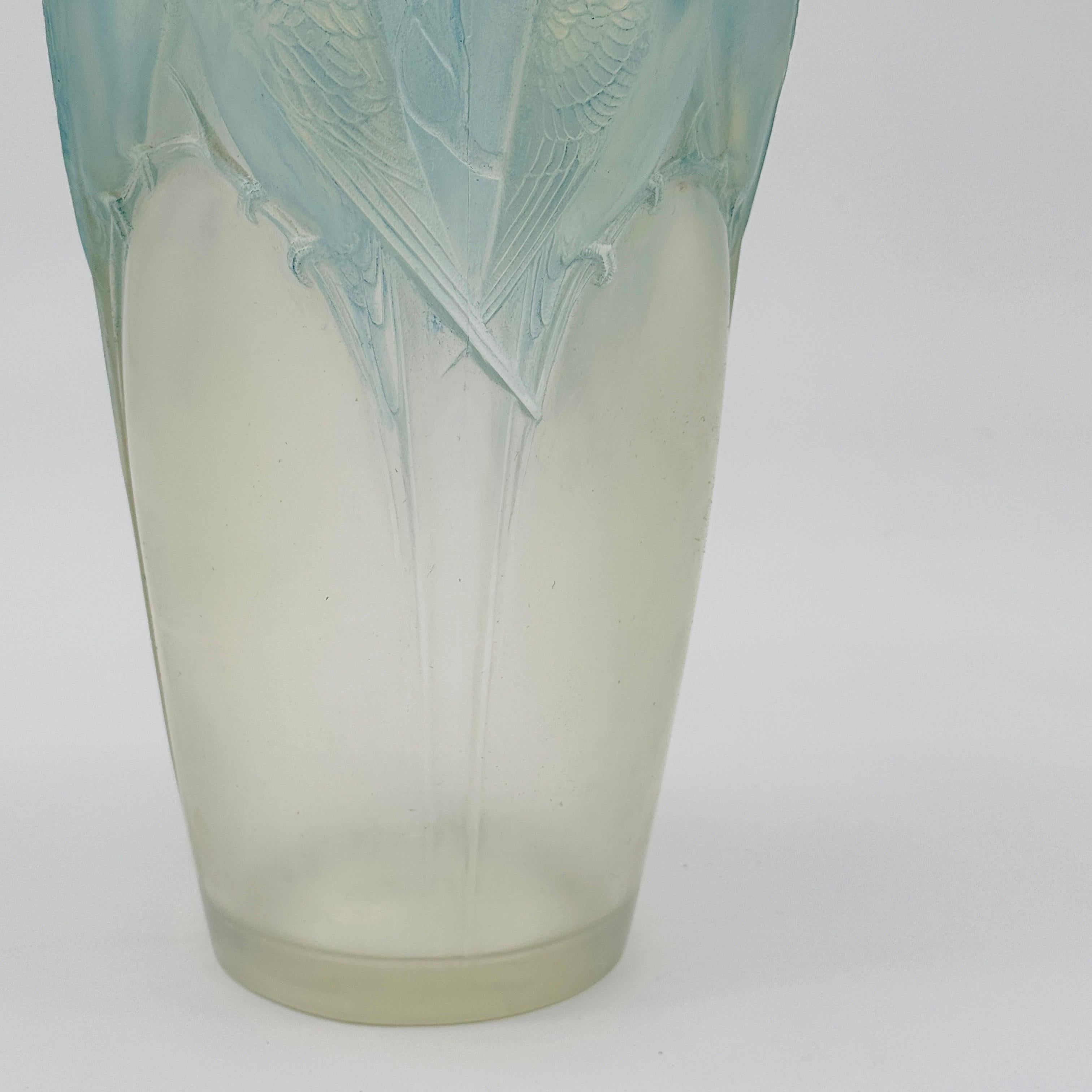 French A R.Lalique Ceylan Vase in Opalescent Glass