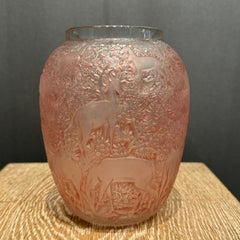 A R.Lalique Glass ART DECO Biches Vase