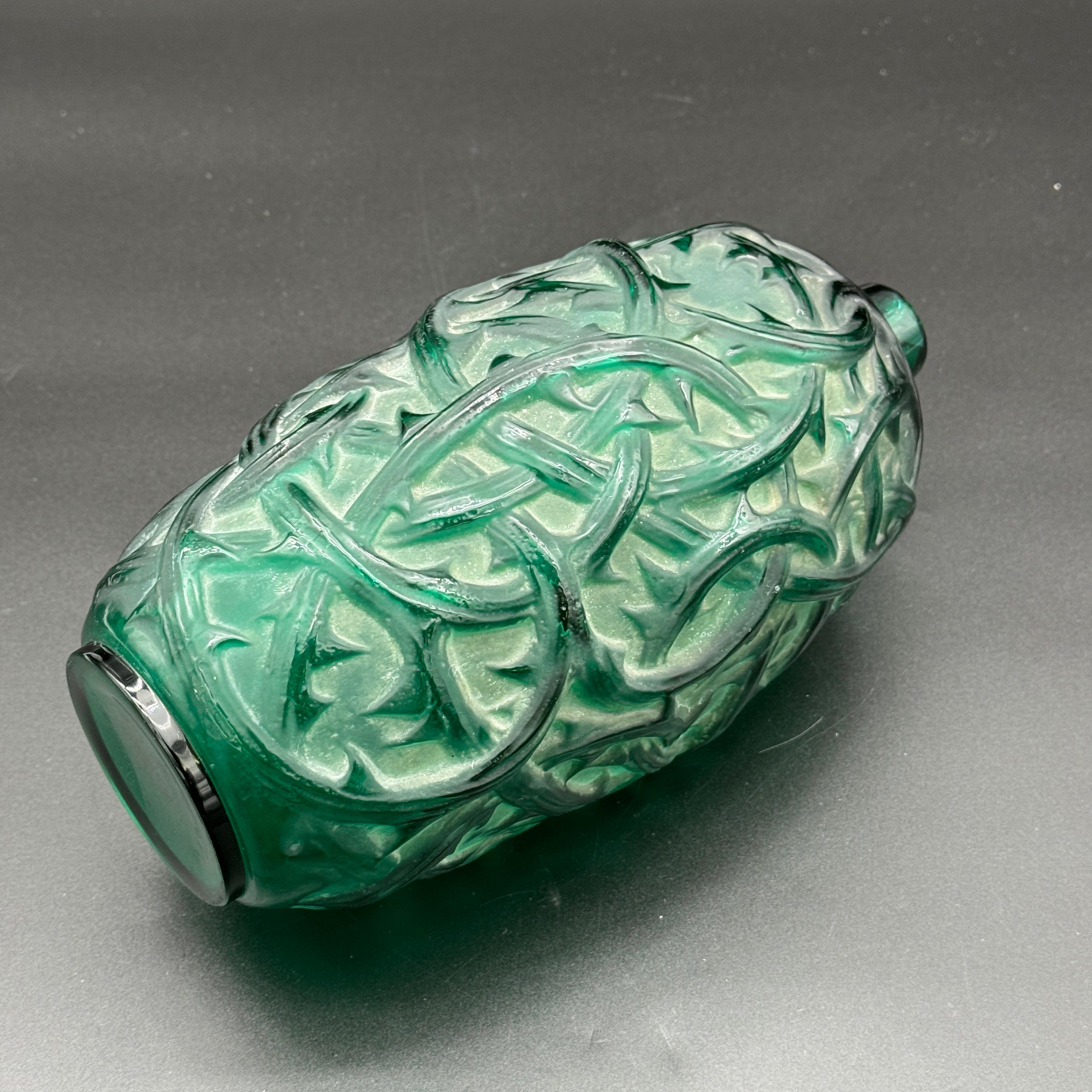 A R.Lalique green glass Art Deco Ronces Vase 2