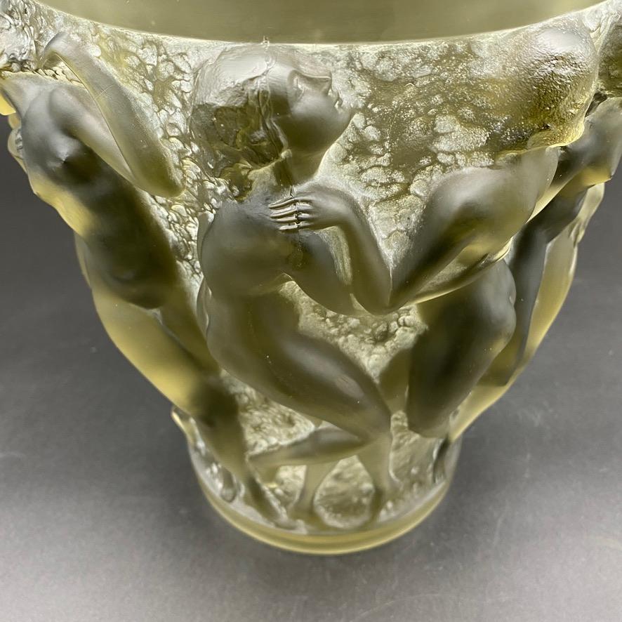 A R.Lalique Grey Glass Bacchantes Vase  For Sale 3