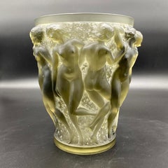 A R.Lalique Grey Glass Bacchantes Vase