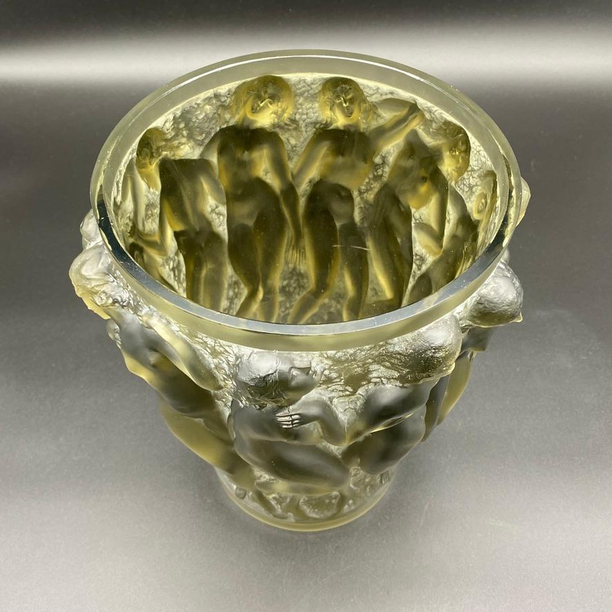 A R.Lalique Grey Glass Bacchantes Vase  For Sale 2