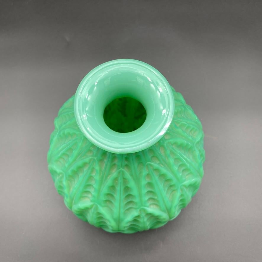 Molded A R.Lalique Jade Malesherbes vase  For Sale
