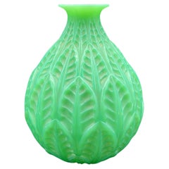 A R.Lalique Jade Malesherbes vase