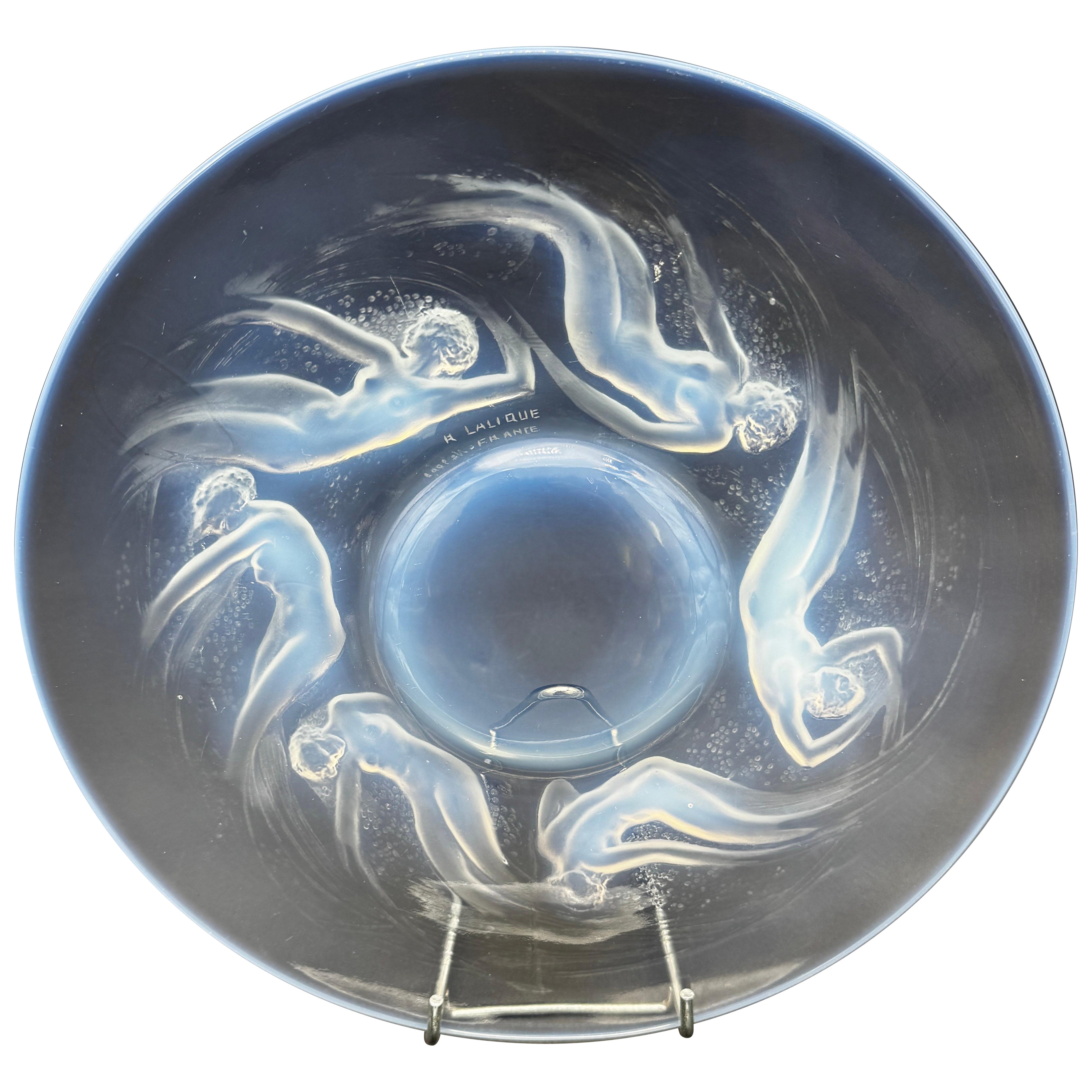 A R.Lalique Mermaid Opalescent Art Déco Glass Plate