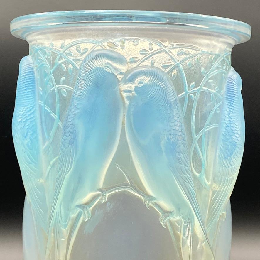 Molded A R.Lalique Opalescent Art Deco Ceylan vase 