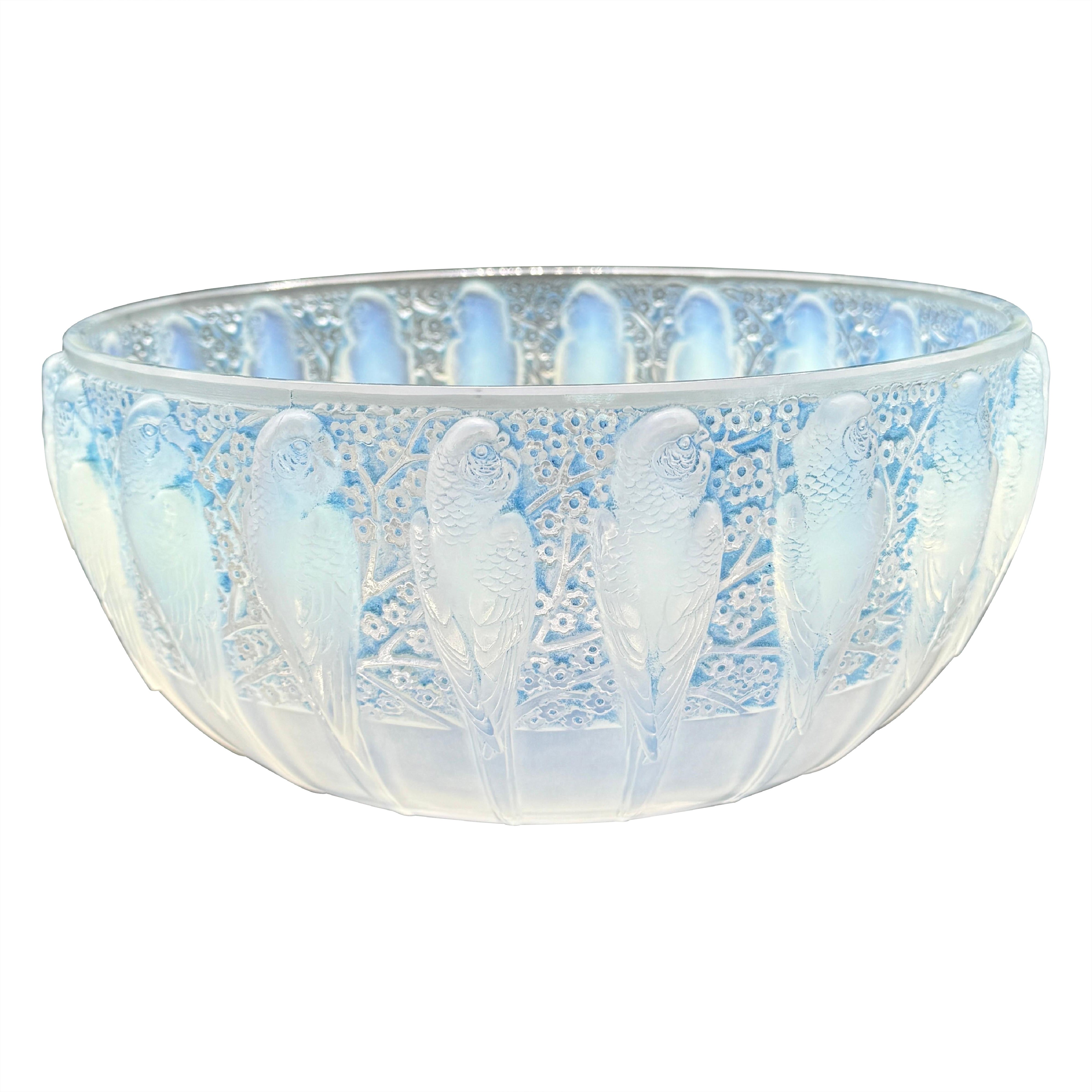 A R.Lalique Opalescent Glass Perruches Bowl.