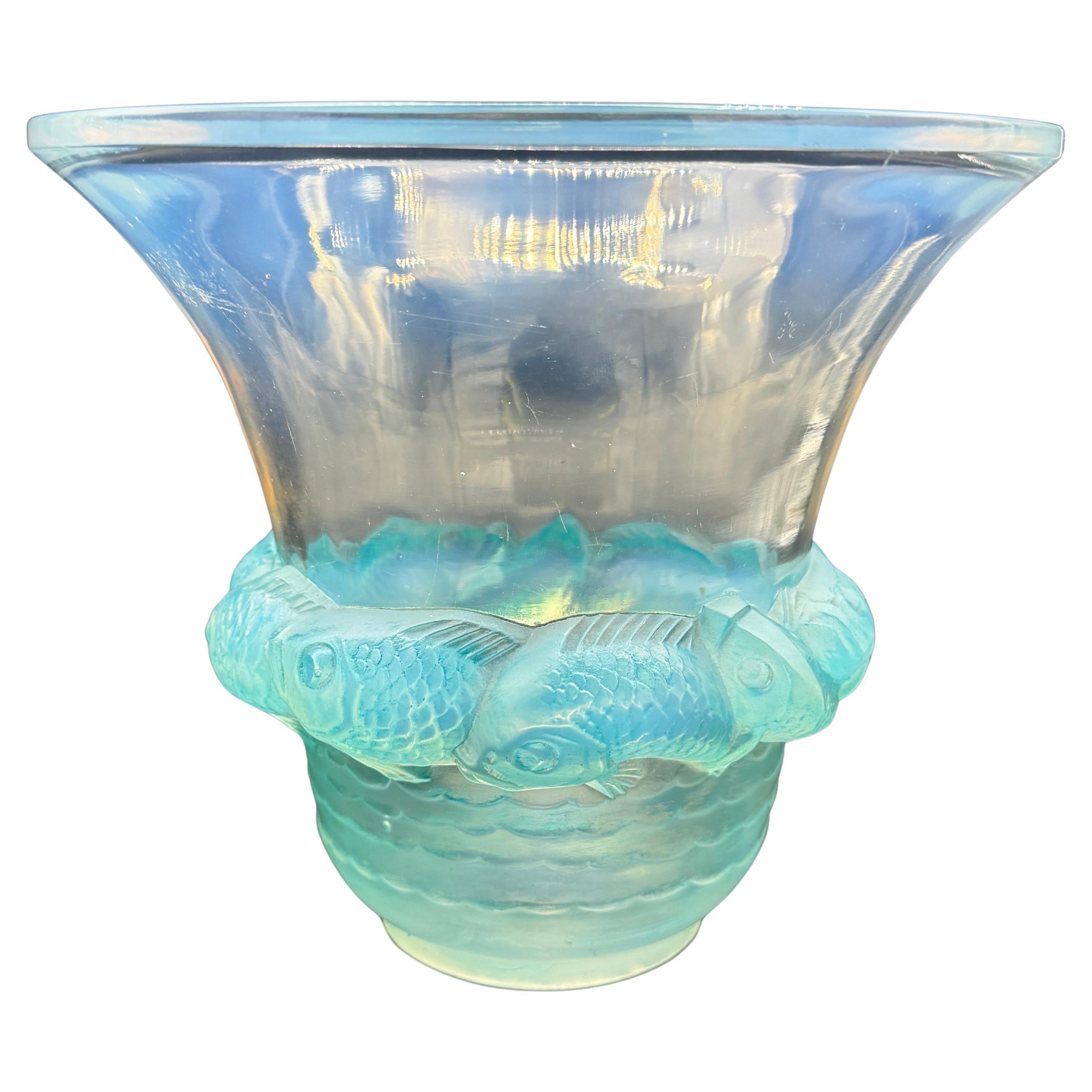 A R.Lalique Opalescent Glass Piriac vase.