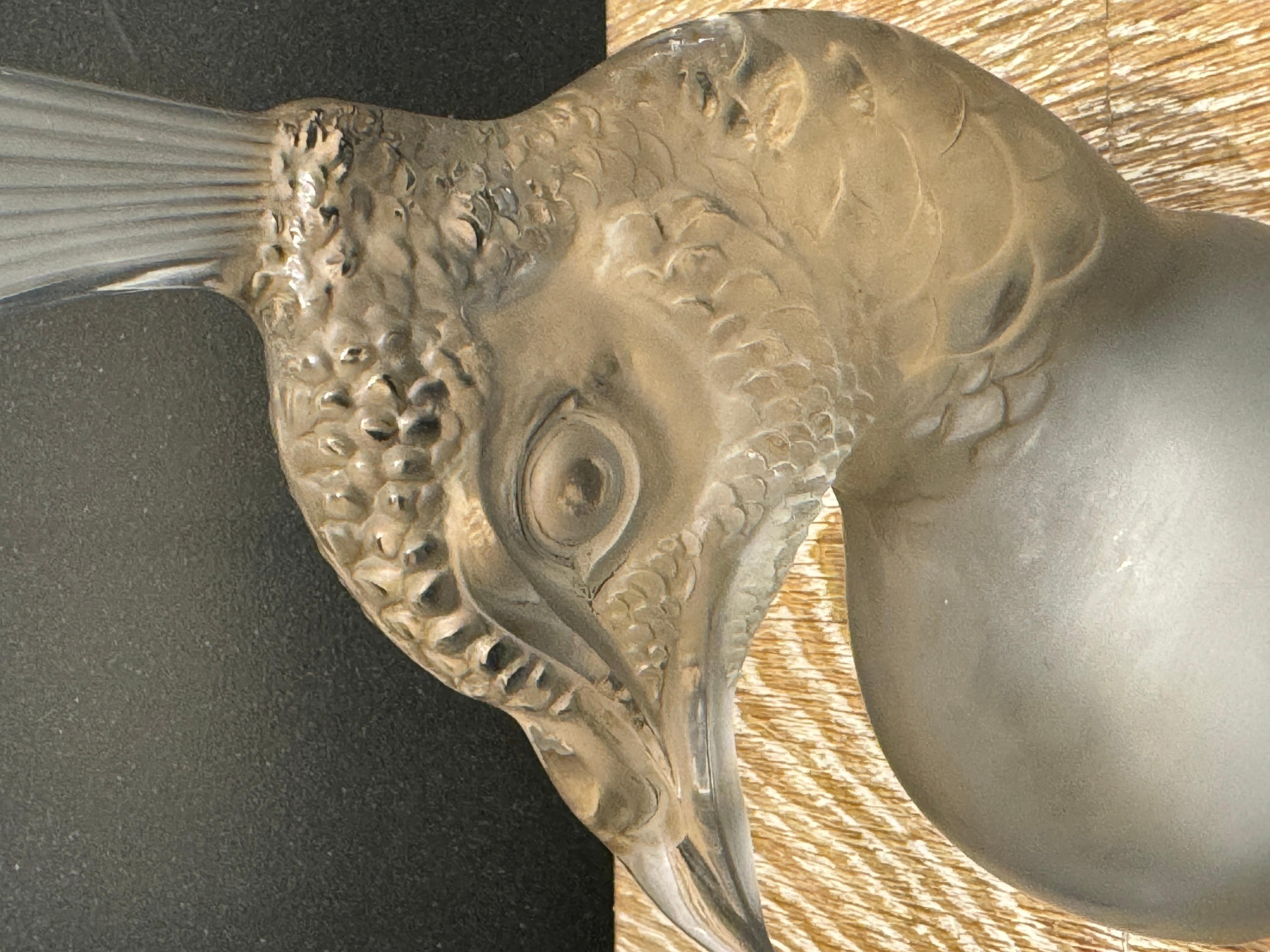 A R.Lalique Peacock Art Deco Glass Mascot 6