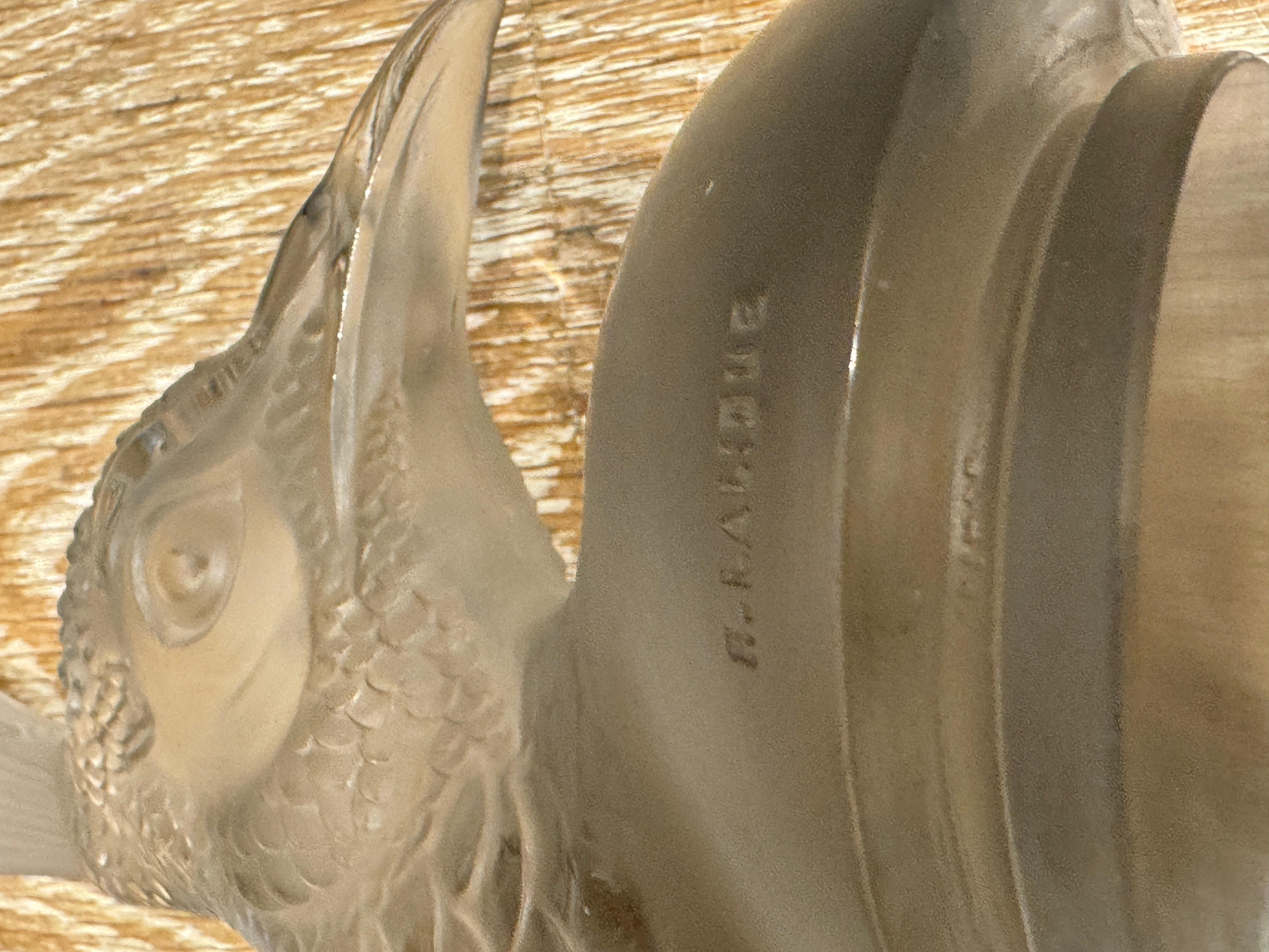 A R.Lalique Peacock Art Deco Glass Mascot 8