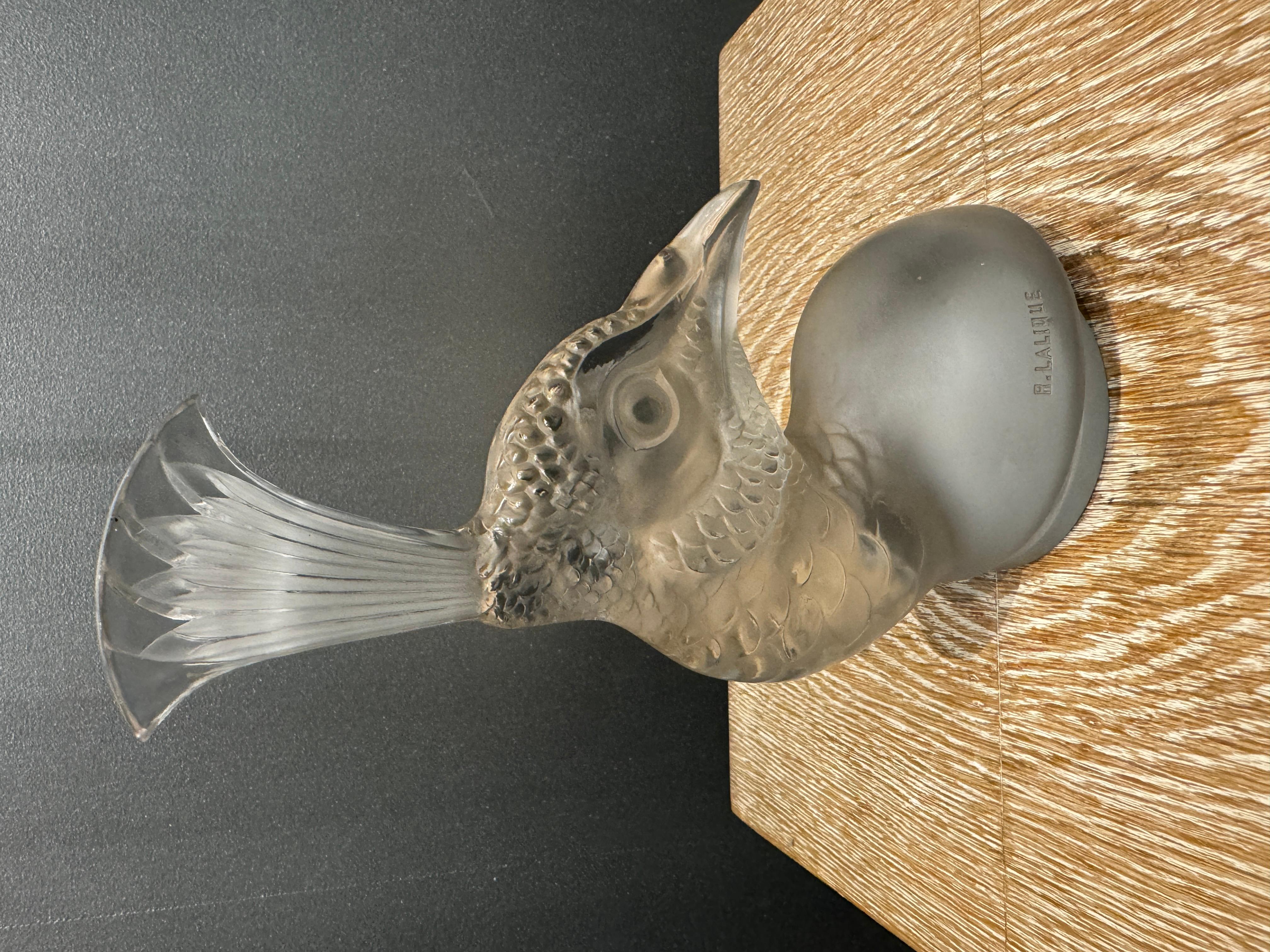 European A R.Lalique Peacock Art Deco Glass Mascot