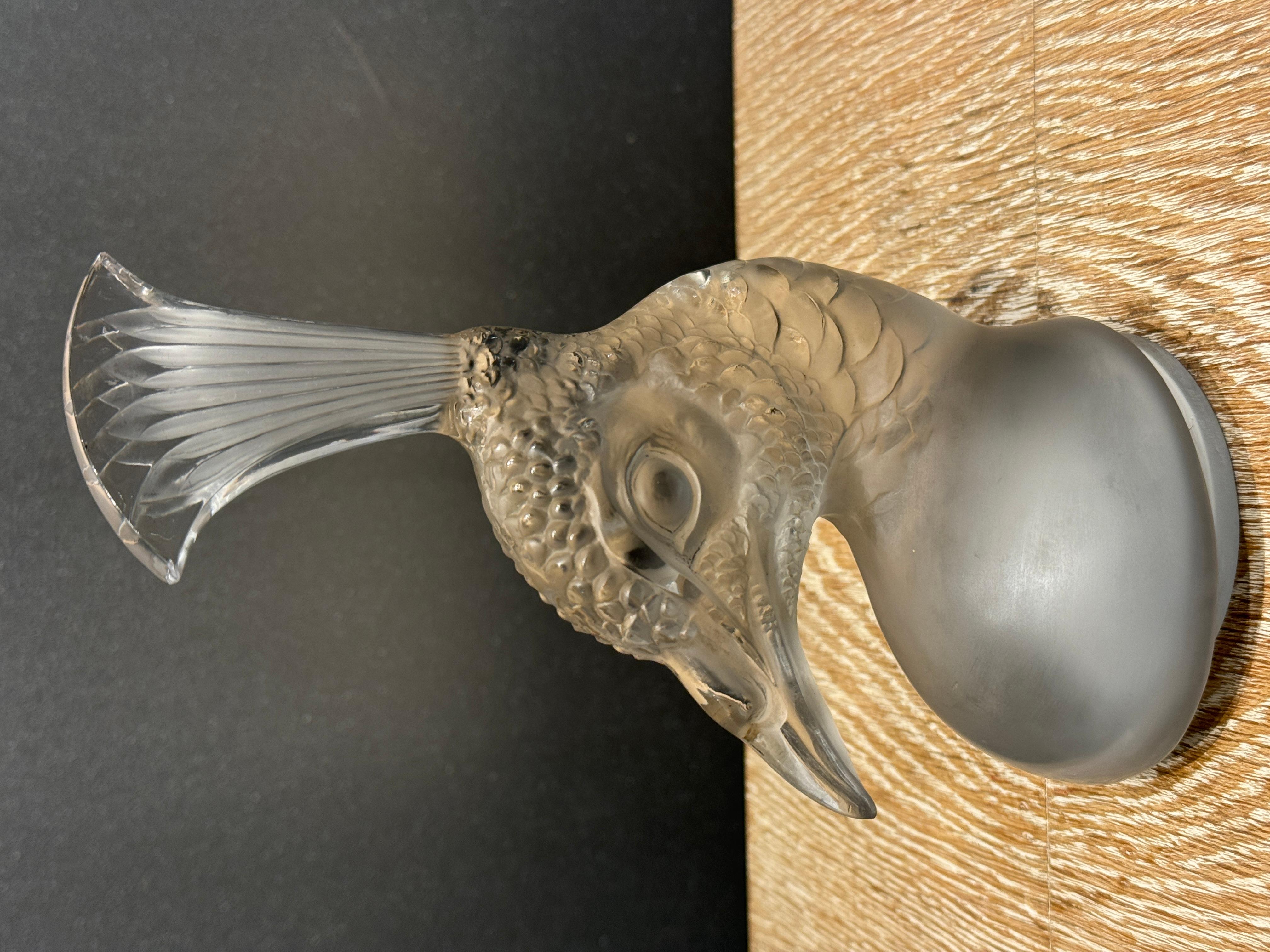 Early 20th Century A R.Lalique Peacock Art Deco Glass Mascot