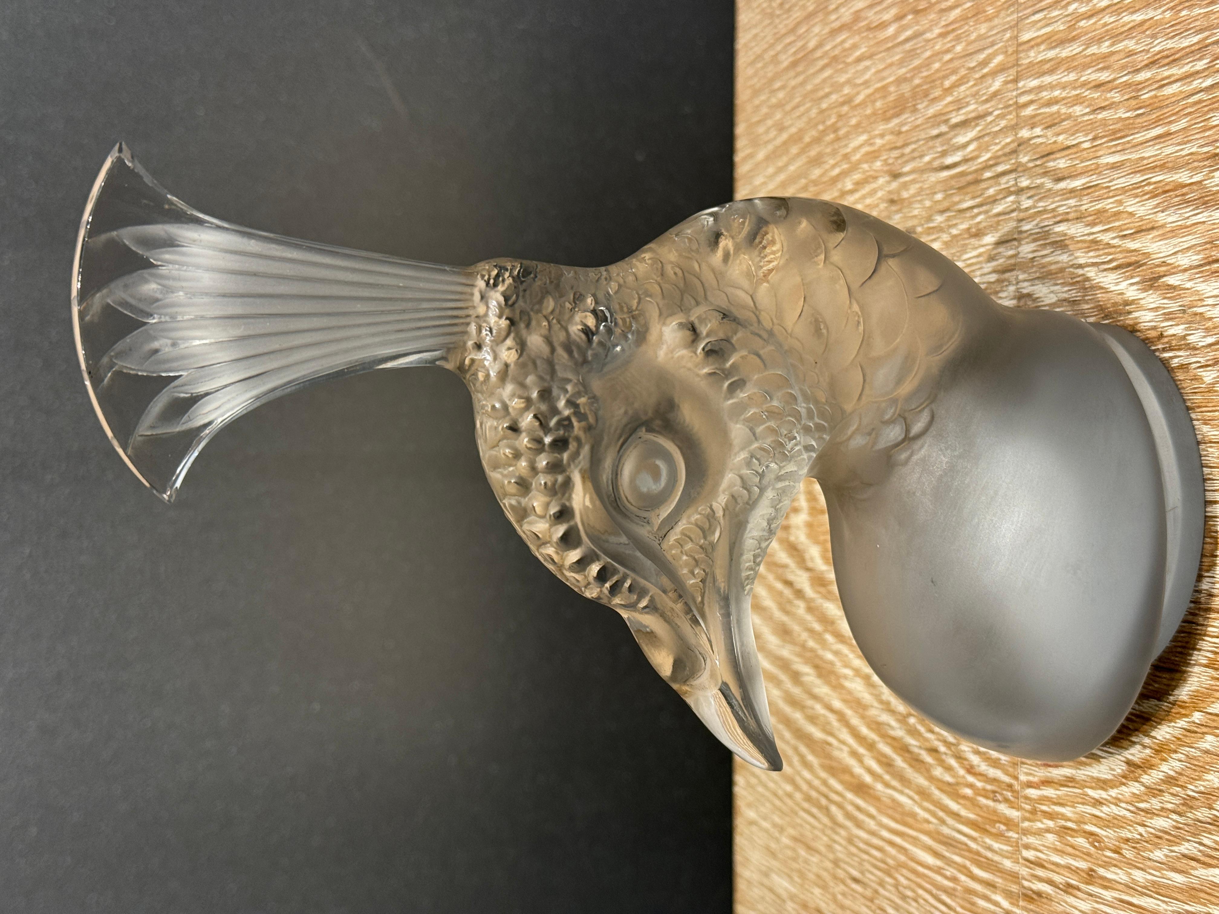 A R.Lalique Peacock Art Deco Glass Mascot 1