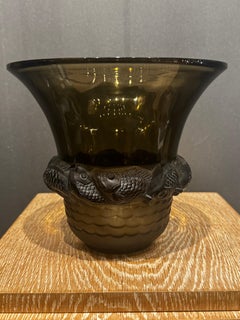 A R.Lalique Piriac Art Deco Glass Vase