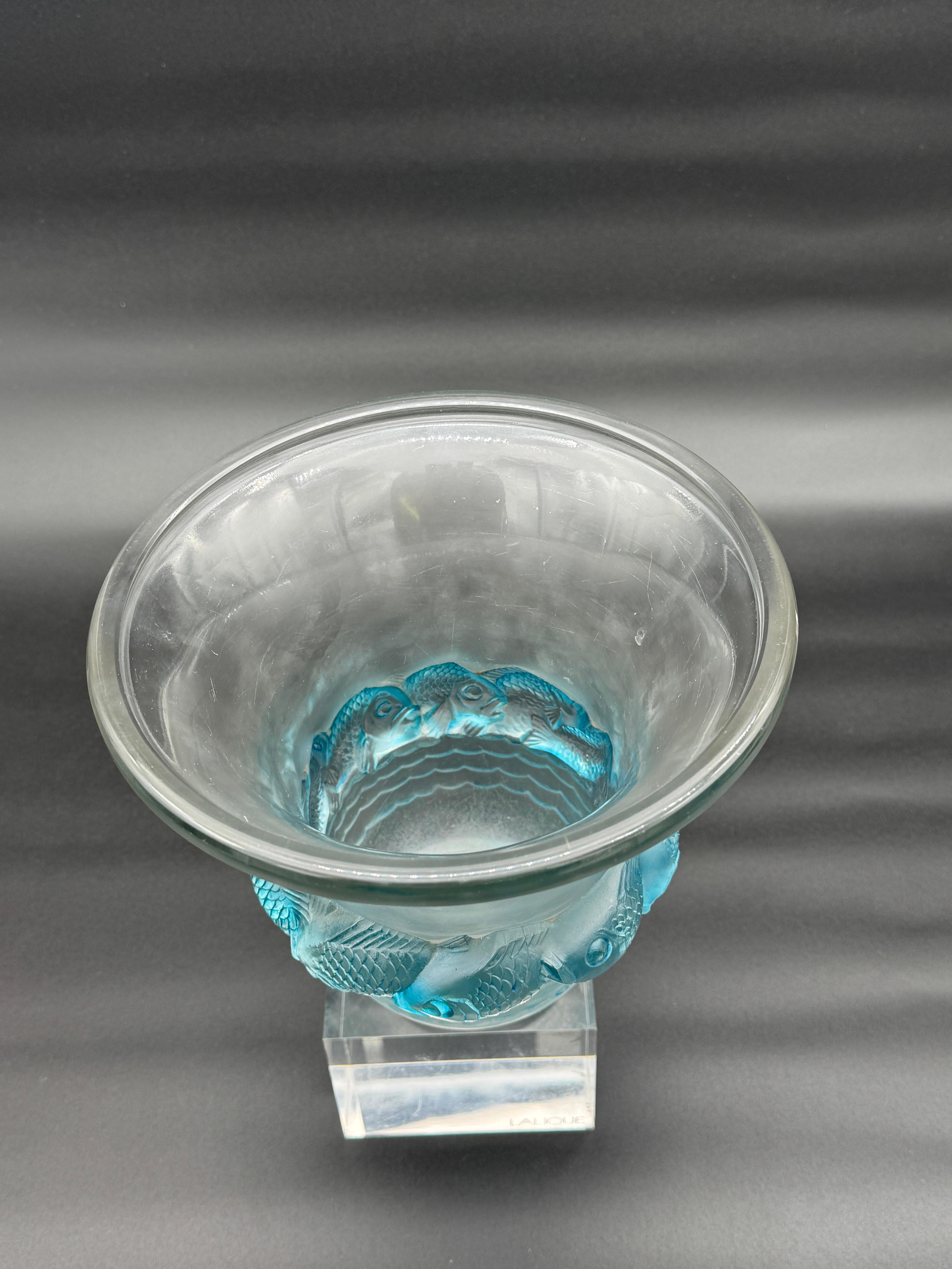 Molded A R.Lalique Piriac Art Déco Glass Vase For Sale