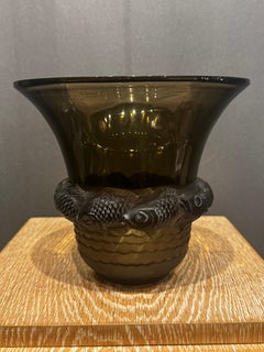 A R.Lalique Piriac Art Deco Glass Vase