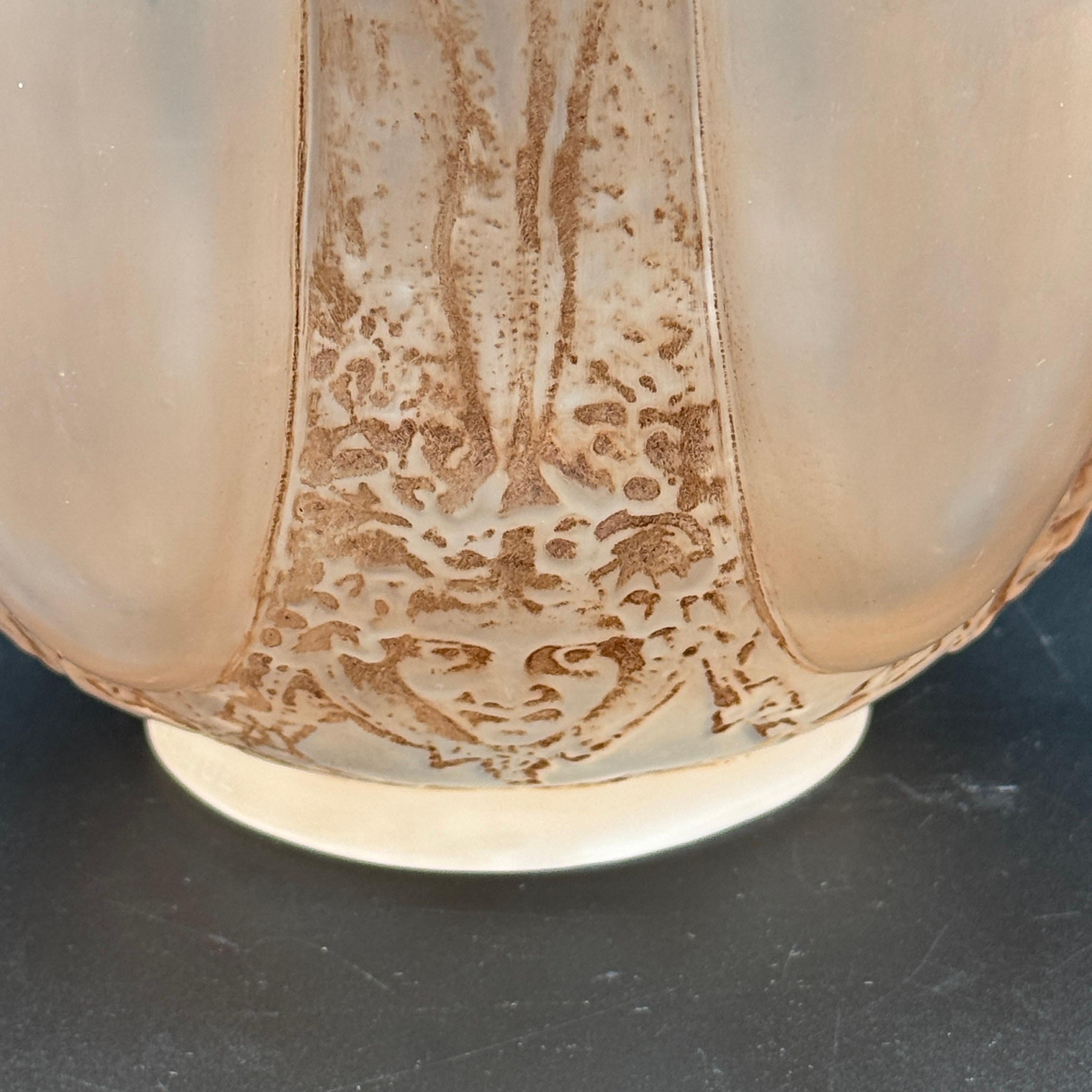 Art Nouveau A R.Lalique Six Figurines and Masks Glass Vase