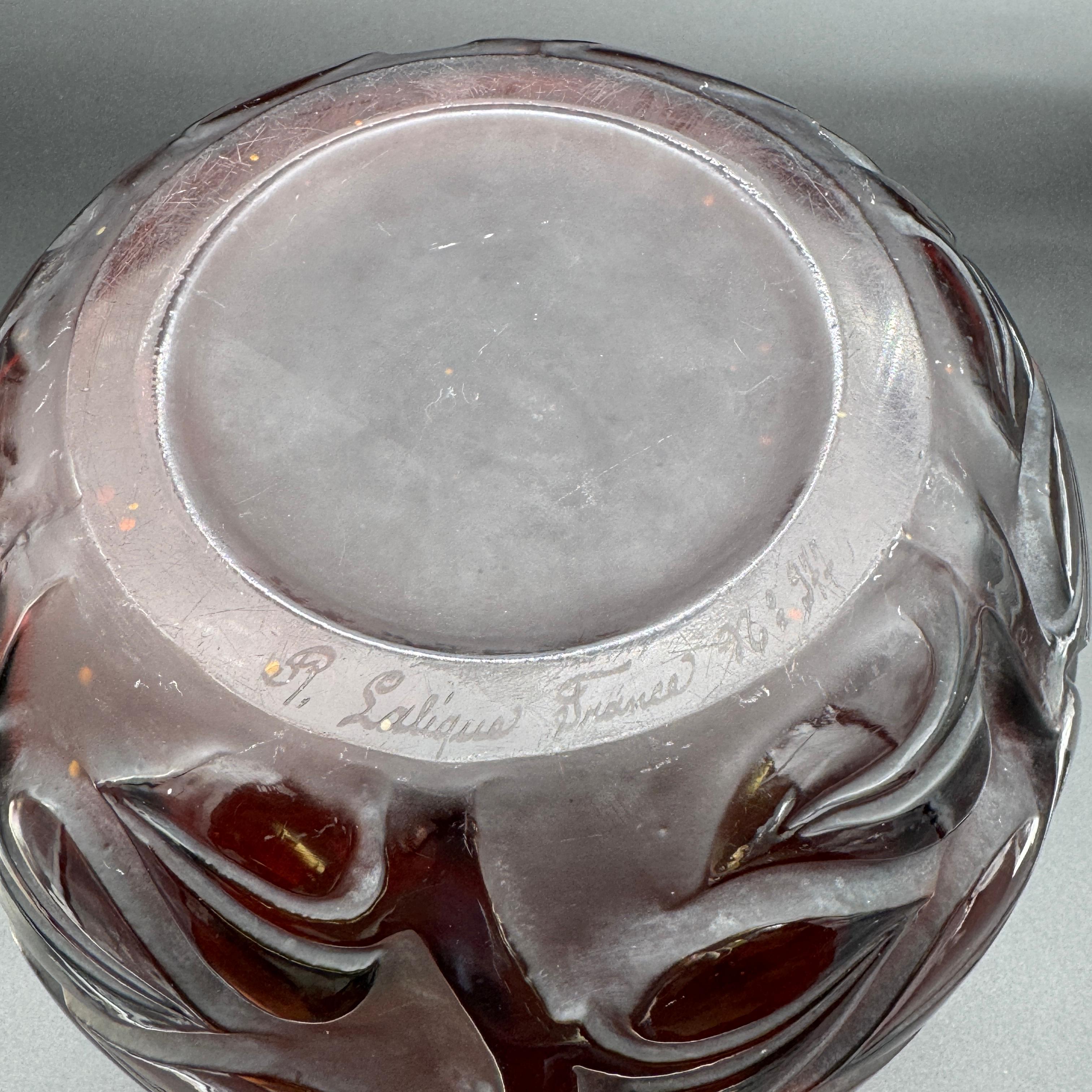 Sophora-Vase von R. Lalique aus bernsteinfarbenem Glas im Angebot 4