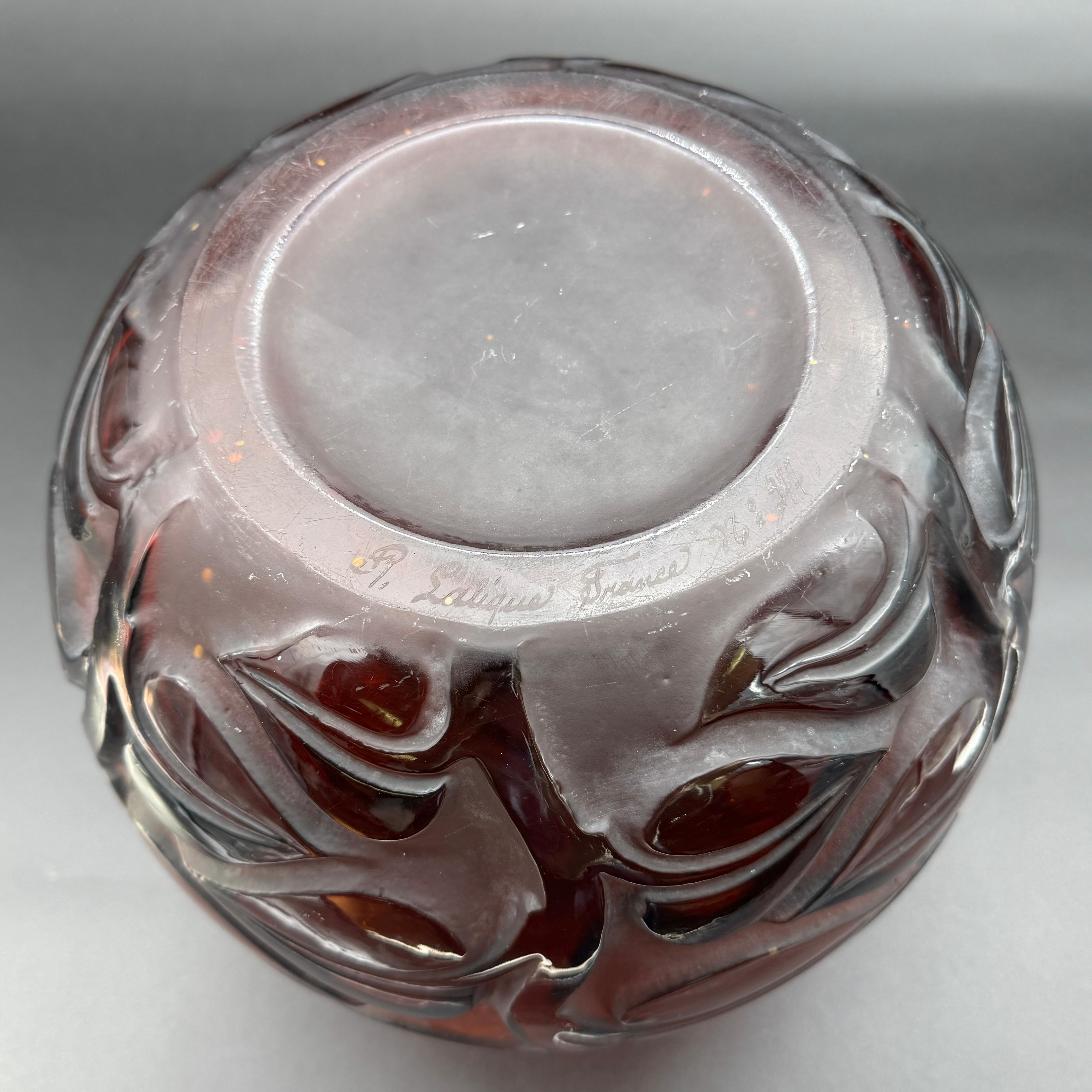 Sophora-Vase von R. Lalique aus bernsteinfarbenem Glas im Angebot 5