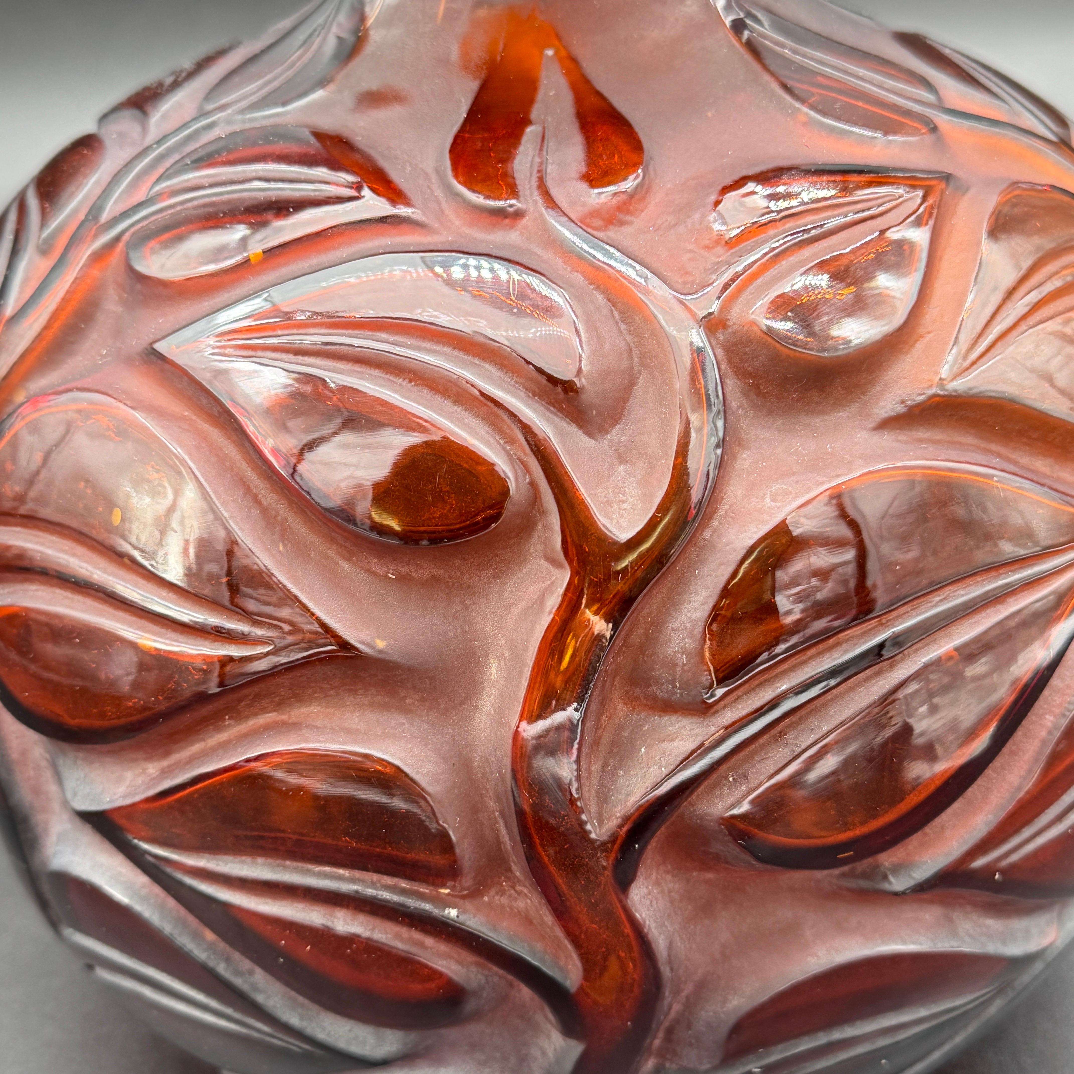 Sophora-Vase von R. Lalique aus bernsteinfarbenem Glas im Angebot 2