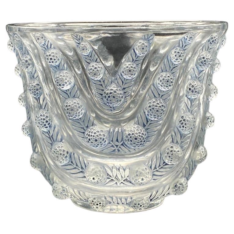 A R.Lalique Vichy vase in White and Patinated glass.