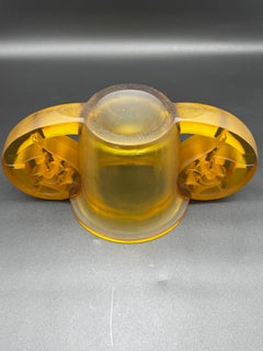 A R.Lalique Gelbe Art Déco Pierrefonds Glasvase
