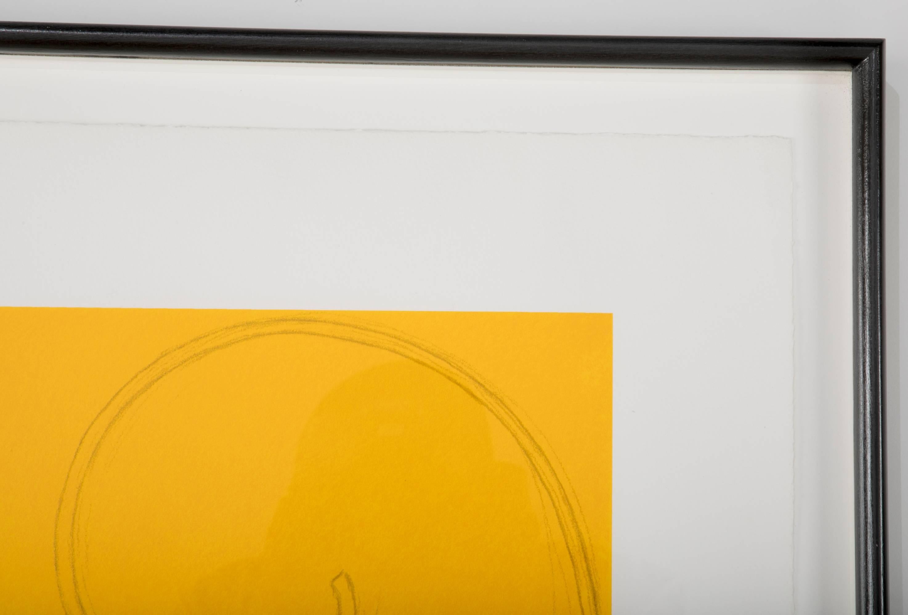 Papier Sérigraphie en soie jaune « Figure bouclée » de Robert Mangold en vente