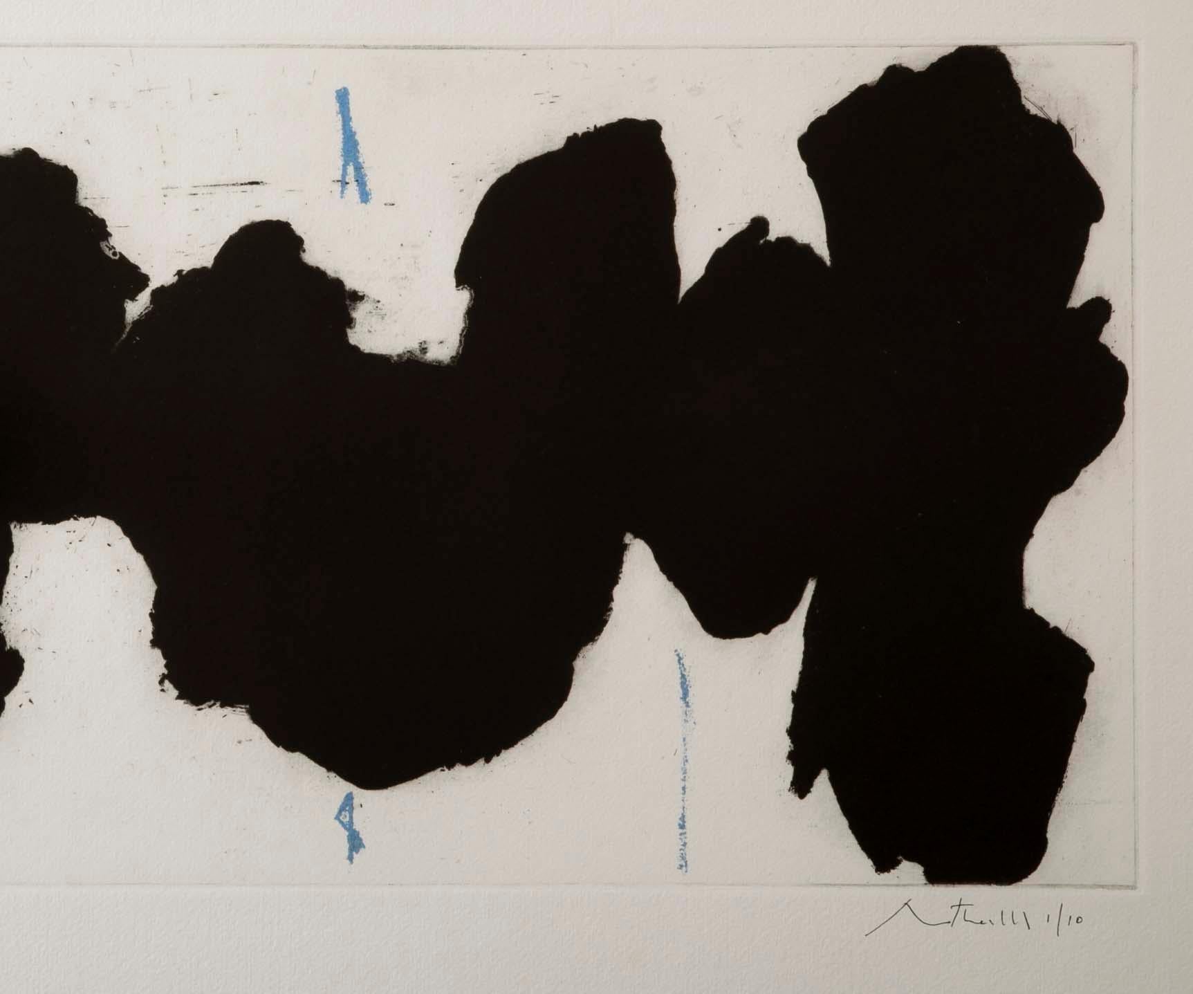 Paper Robert Motherwell Etching and Aquatint, Running Elegy ii, Blue State, 1983