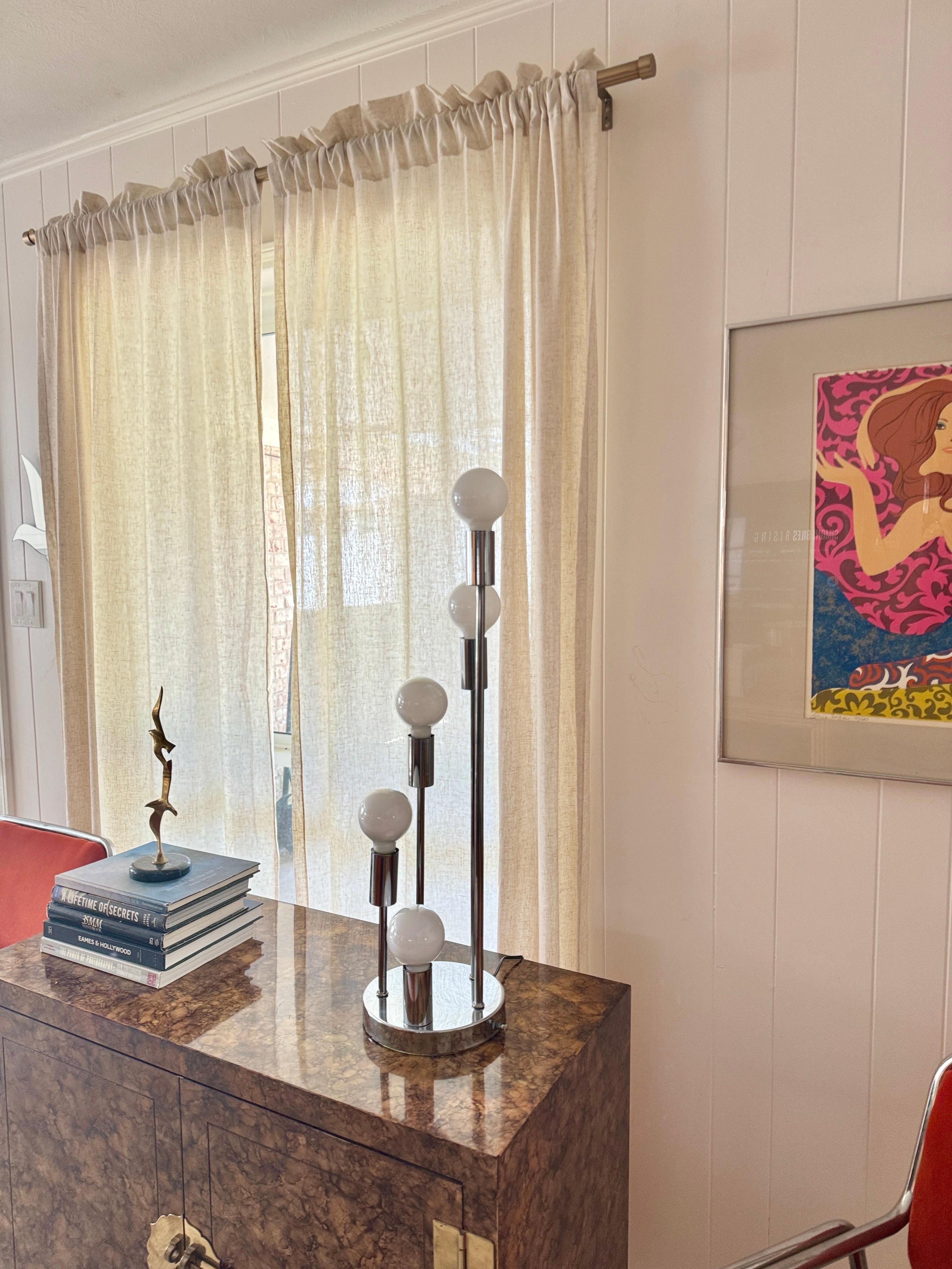 Chrome A Robert Sonneman Style waterfall table lamp, circa 1960s