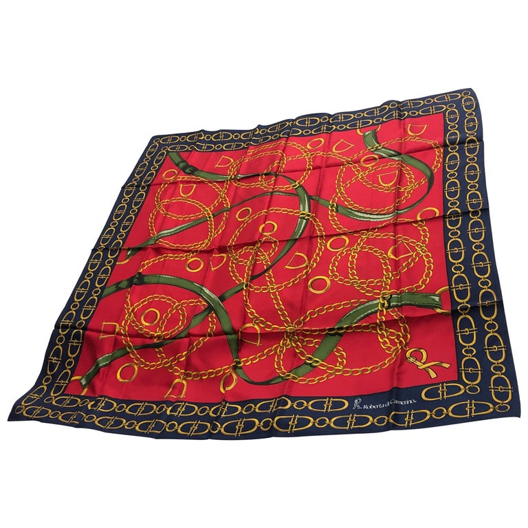 Foulard Roberta Di Camerino - Soie 100% - Vintage - 86x88 Cm - Occasion - Multicouleur