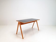Robin Day Hillestak Table/Desk with Black Warerite Top for Hille, 1950s